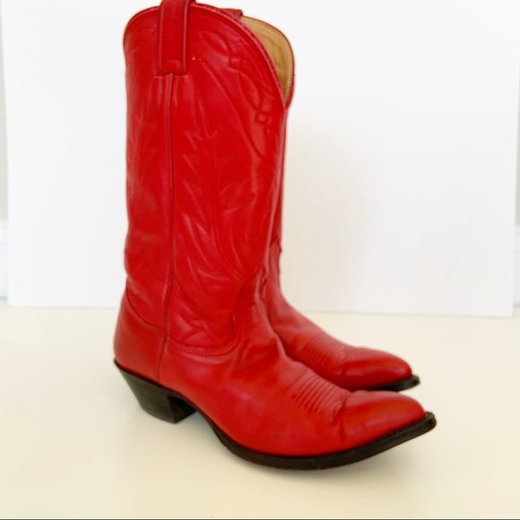 red leather cowboy boots womens